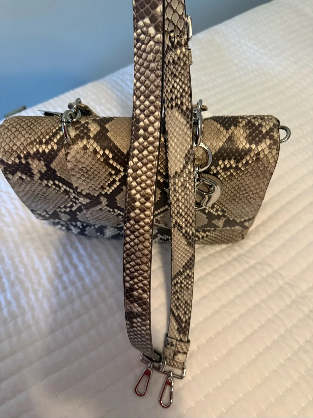 Dior Python-Print Top Handle in Beige and Dark Brown